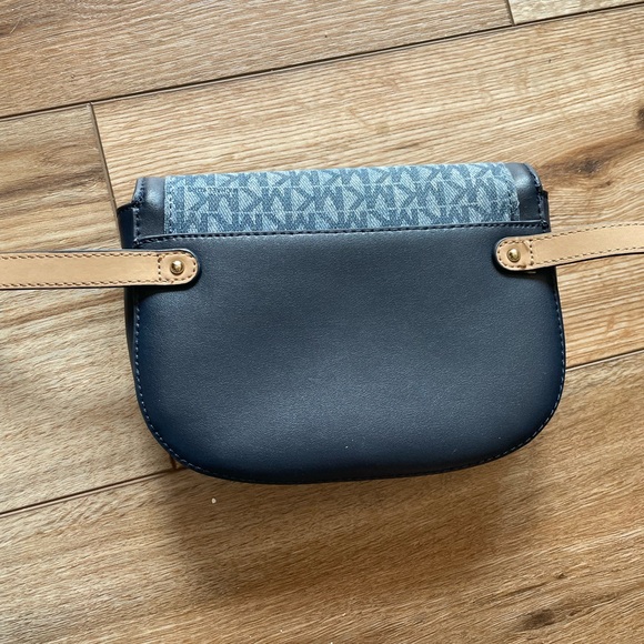Michael Kors Signature Denim, Navy and Gold Monogram Mini Belt Bag, Leather - Picture 4 of 12